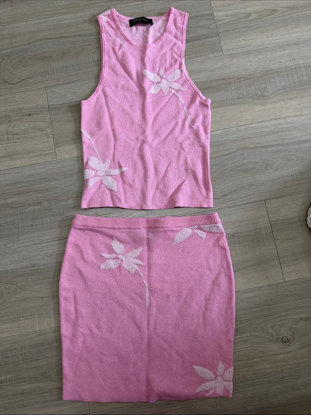White Fox Pink Floral Knit Two-Piece Set